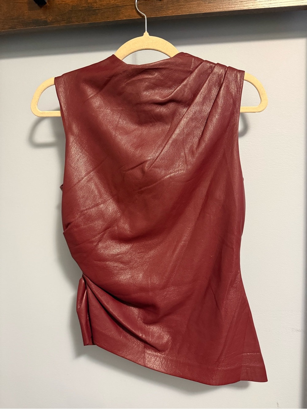 House of CB Burgundy Sleeveless Faux Leather Tank - Picture 4 of 5